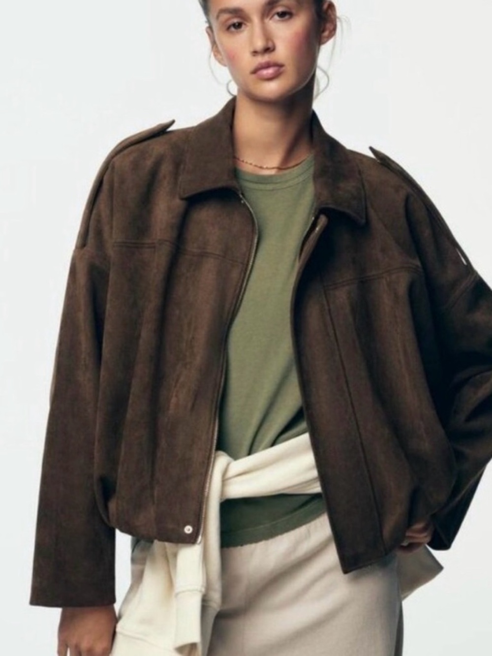 Zara Suede Effect Bomber jacket - Picture 3 of 8